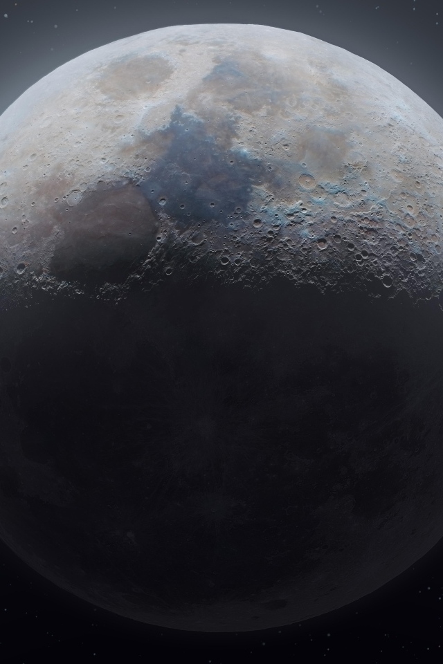 Большая луна в звездном небе крупным планом