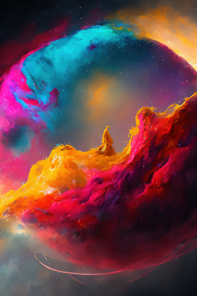 Планета в разноцветных облаках 