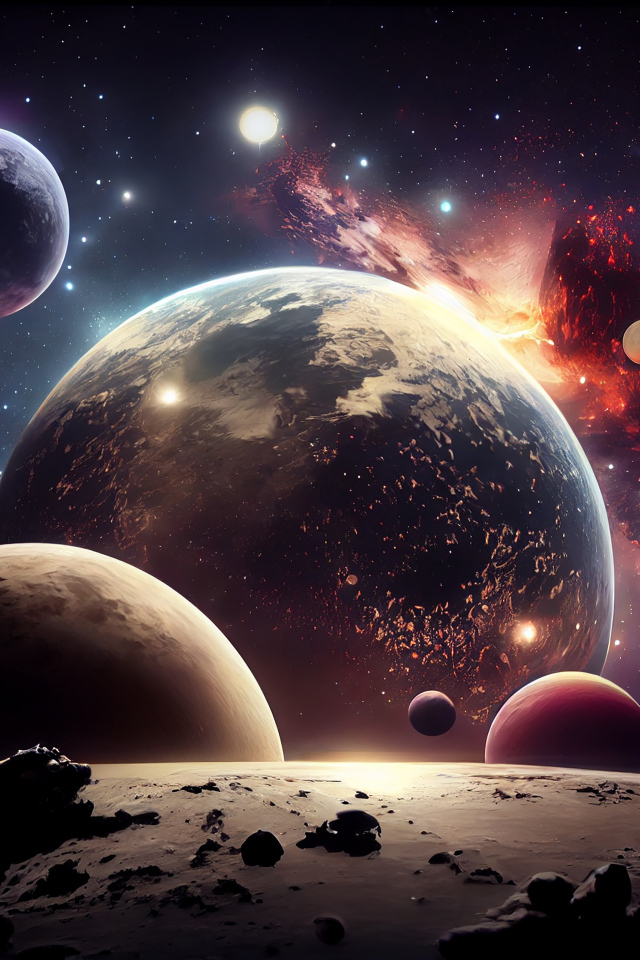 Космический корабль на поверхности планеты в космосе