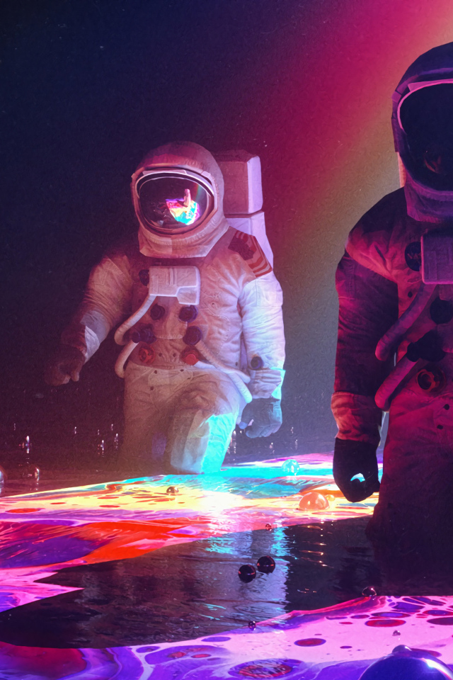 Два астронавта на поверхности планеты