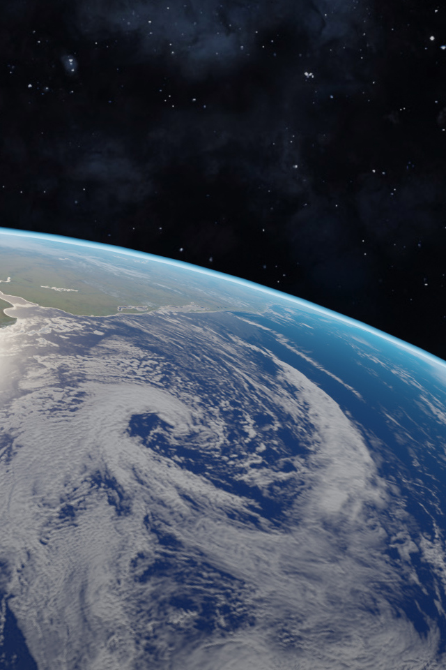 Вид на голубую планету Землю с темного космоса