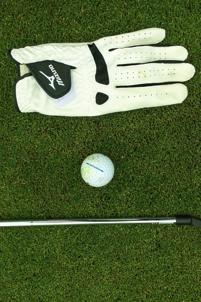 Перчатка, мяч и клюшка для гольфа