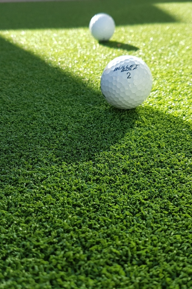 Мячи для гольфа на зеленой траве