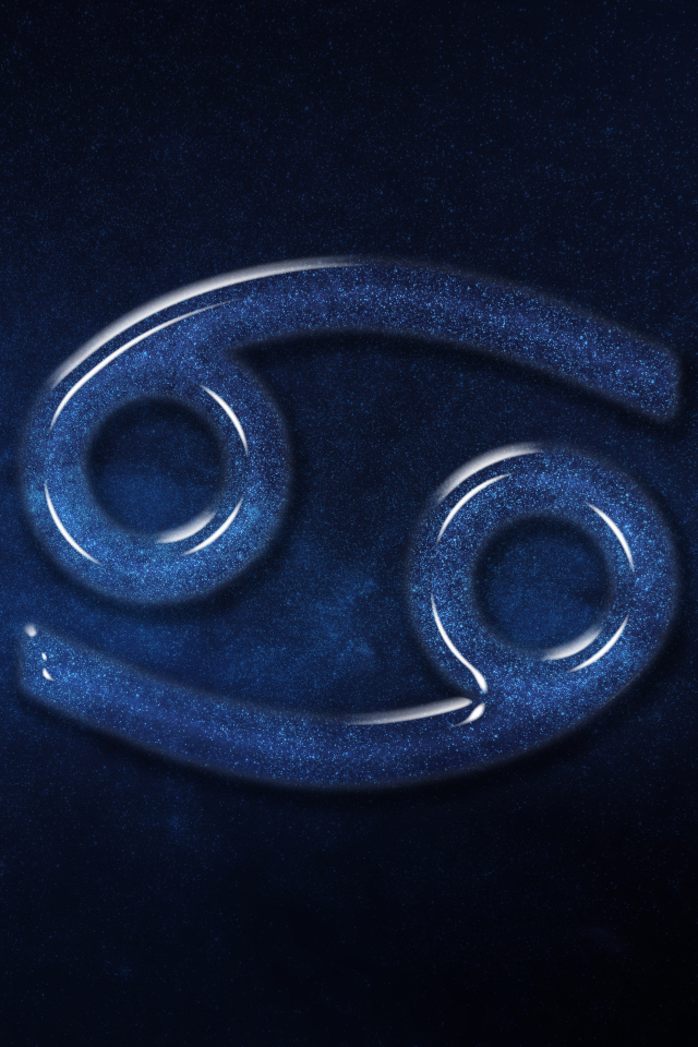 Синий блестящий знак зодиака рак