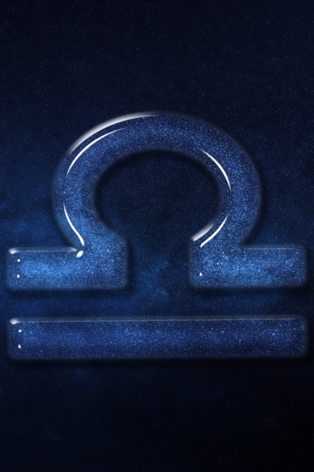 Синий блестящий знак зодиака весы 