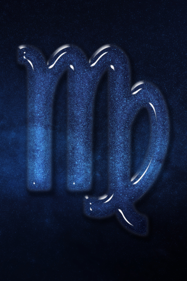 Синий блестящий знак зодиака  дева