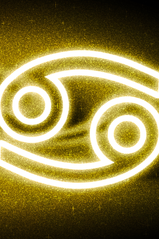 Золотистая пыль со знаком зодиака рак на черном фоне