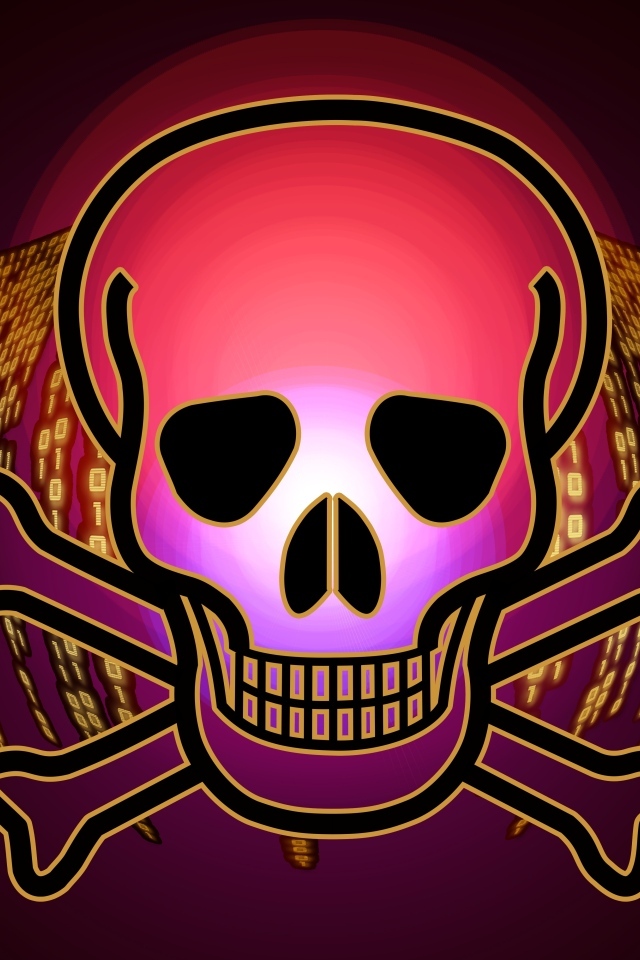 Череп вирус на бинарном коде