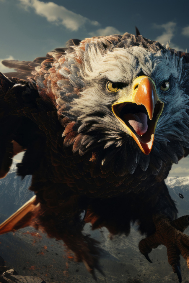 Большой хищный орел готовится напасть