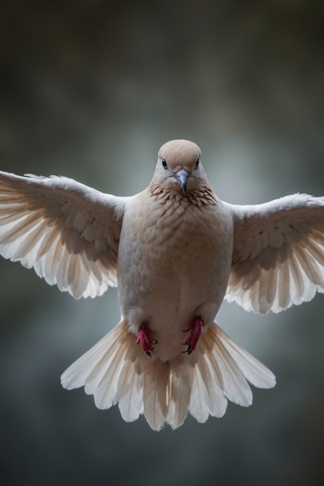 Голубь расправил крылья в полете
