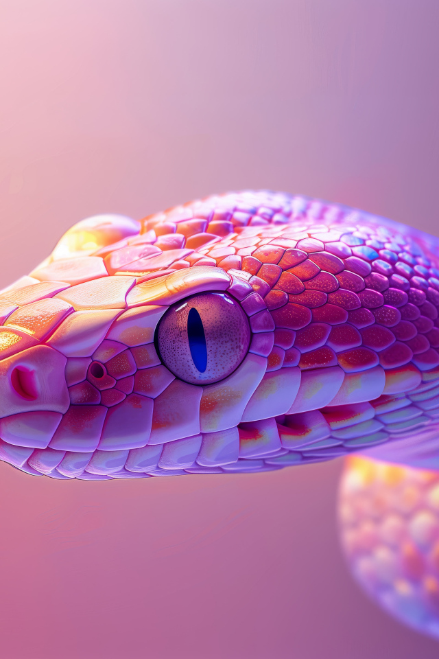 Розовая змея с большими глазами 