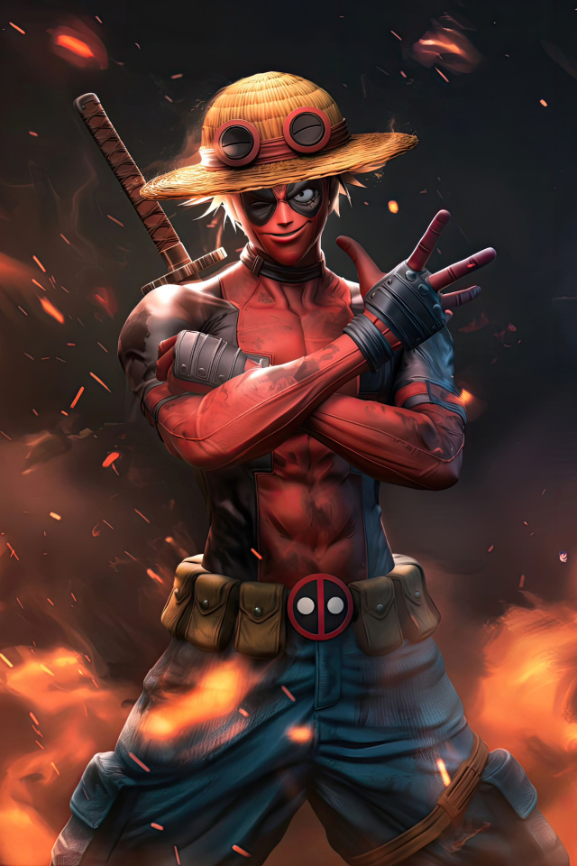 Персонаж Манки Д. Луффи в образе Дэдпула