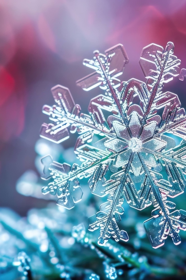 Красивая снежинка крупным планом макросъемка