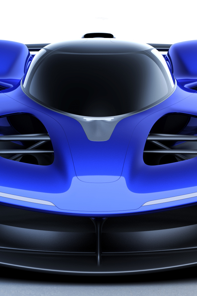 Вид спереди на синий спортивный автомобиль Red Bull RB17 Prototype 2024 года