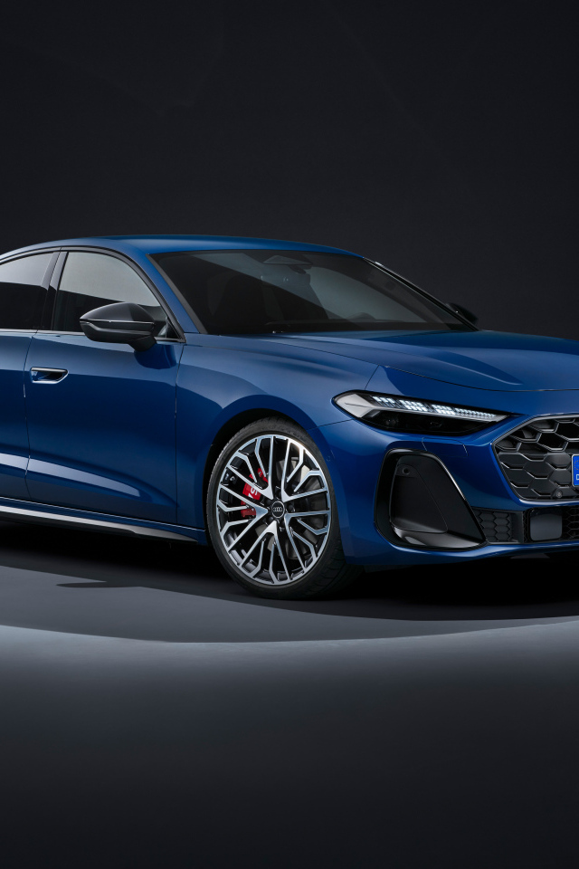 Синий автомобиль Audi S5 TFSI quattro 2024 года