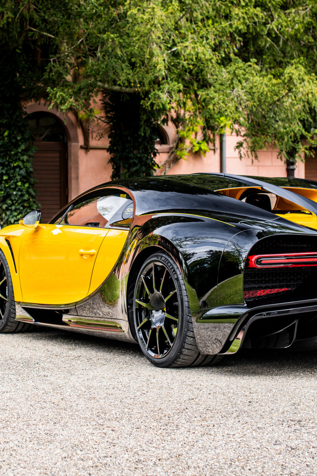 Вид сзади на спорткар Bugatti Type 55 Roadster Bugatti Chiron Super Sport 55 One Of One