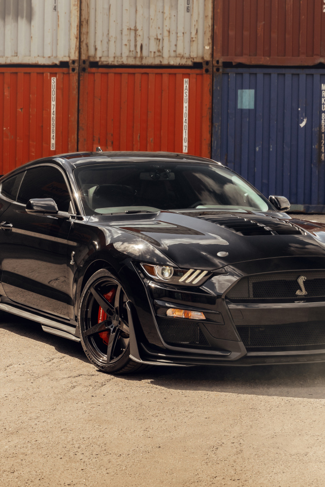 Черный Ford Shelby GT500 в порту