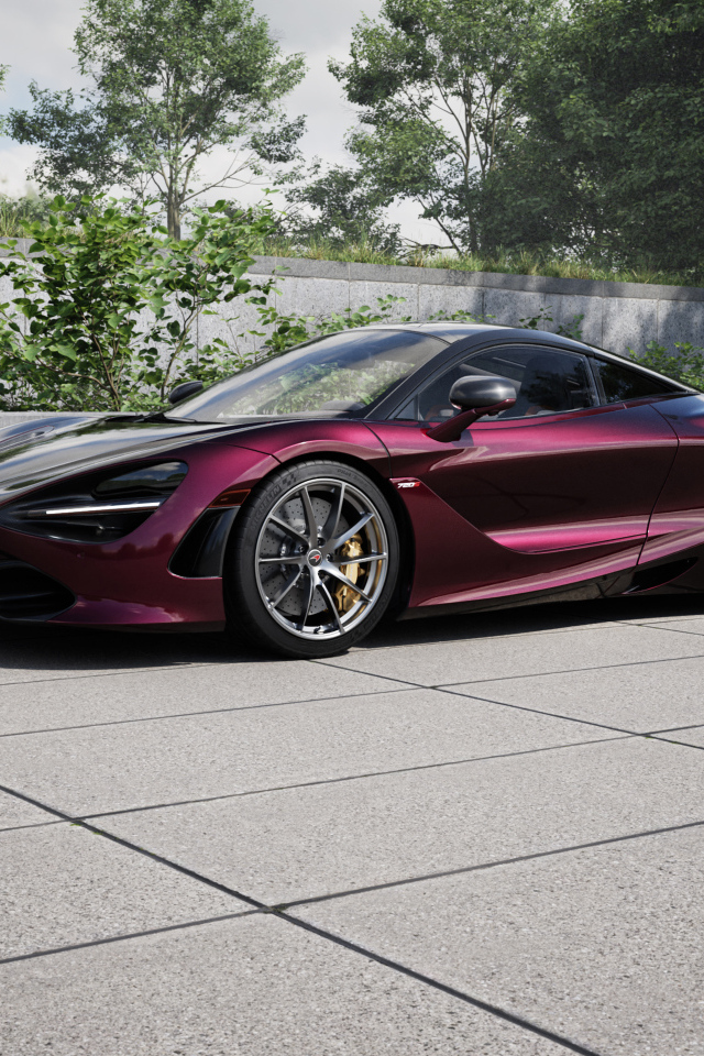 Бордовый автомобиль McLaren 720S