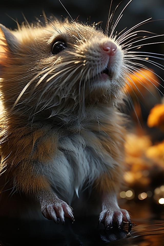 Маленький мышонок в мокрой траве