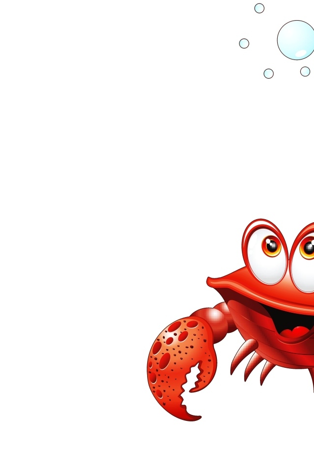 Красный краб с пузырями на белом фоне