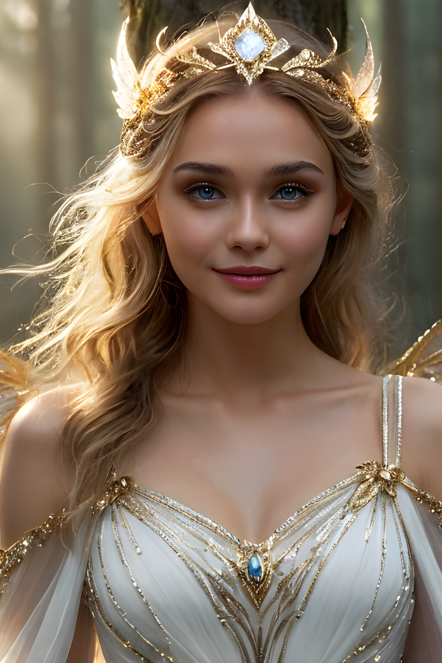 Девушка фея с крыльями в красивом платье