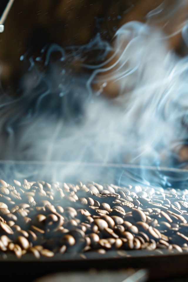 Ароматные кофейные зерна жарят на сковороде 