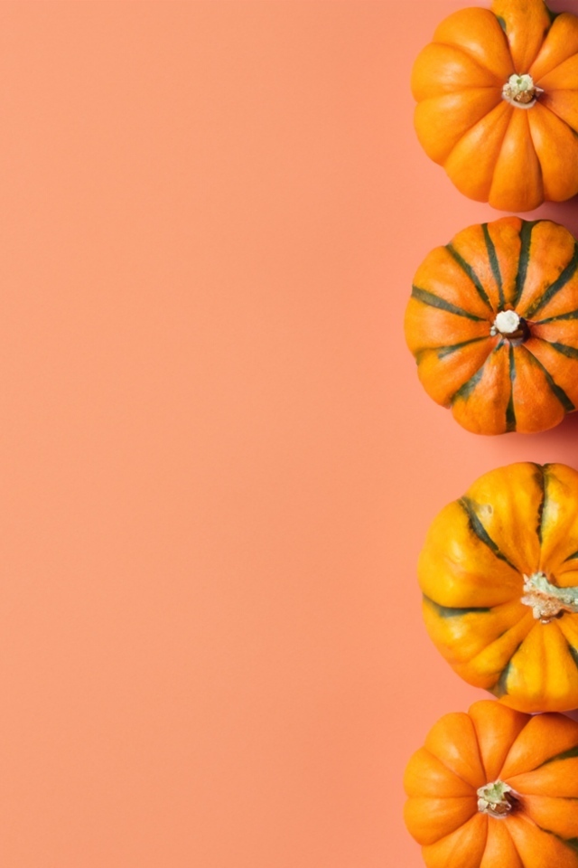 Тыква разного размера на оранжевом фоне