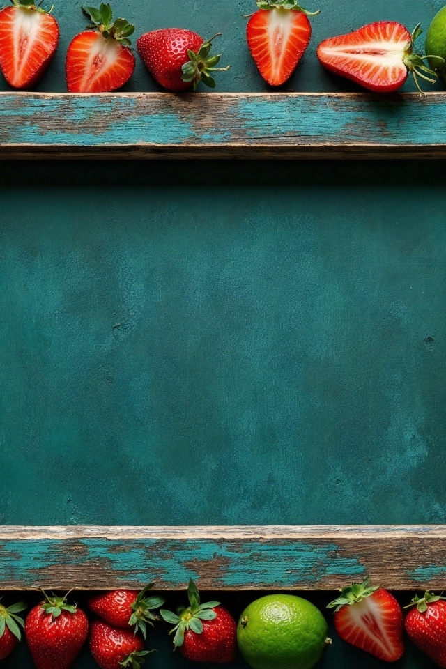 Рамка с фруктами и ягодами фон для открытки