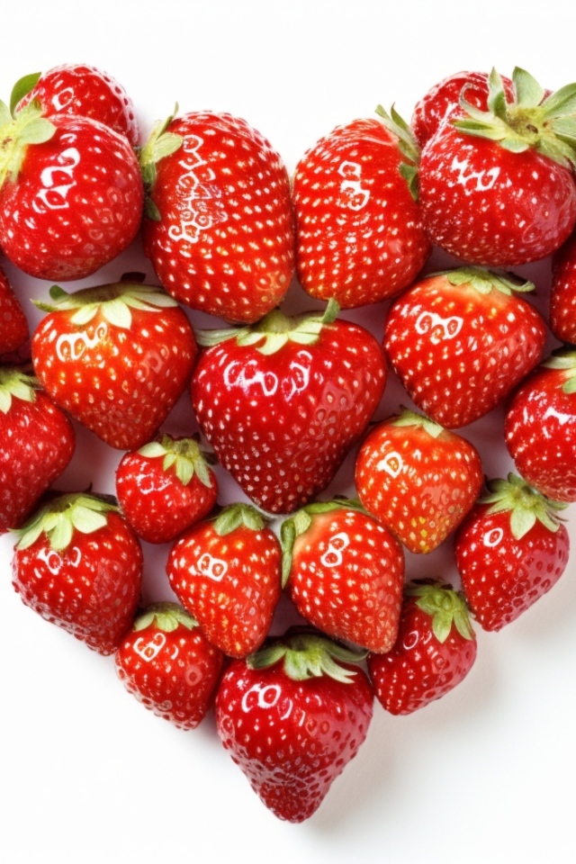 Сердце из вкусной красной клубники на белом фоне