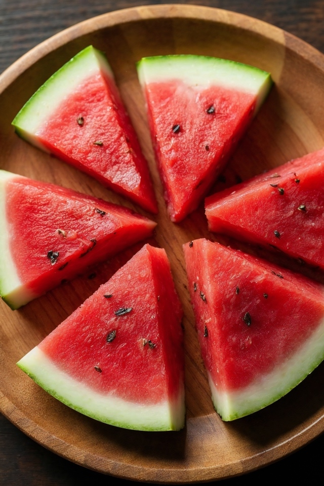 Кусочки сладкого красного арбуза на тарелке