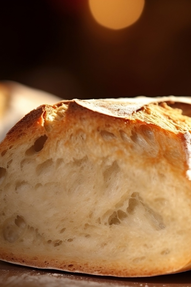 Вкусный запеченный батон на столе