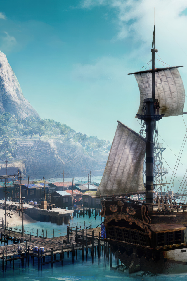 Большой пиратский корабль в компьютерной игре Like a Dragon: Pirate Yakuza in Hawaii