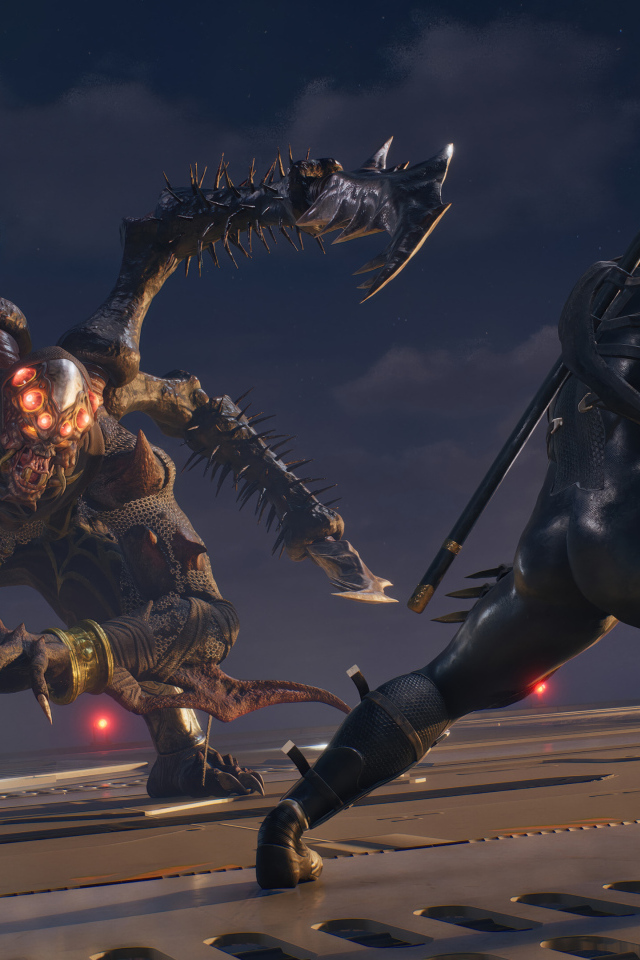 Сражение с монстром в компьютерной игре NINJA GAIDEN 2 Black