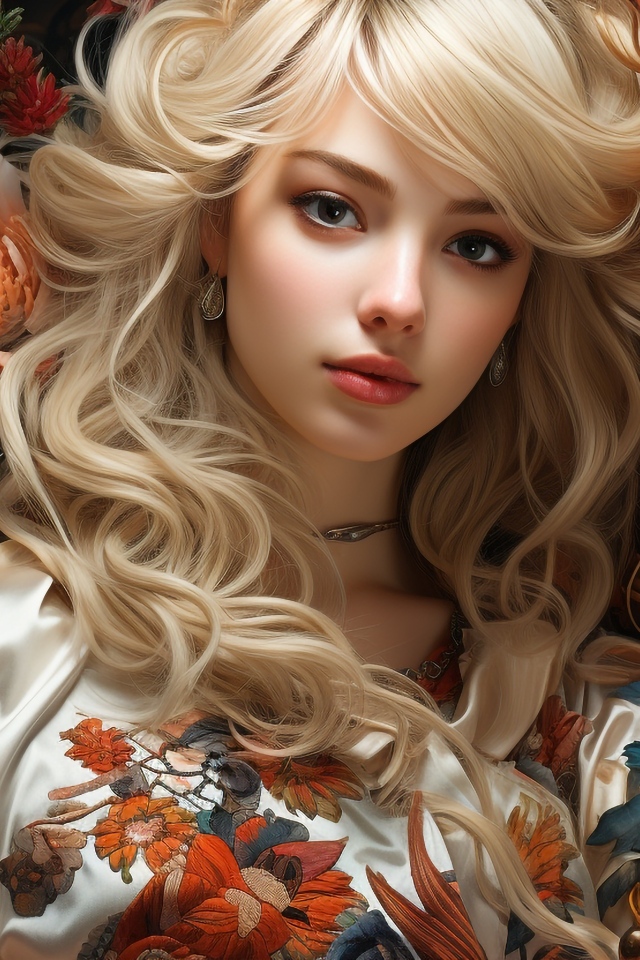 Красивая девушка блондинка в цветах