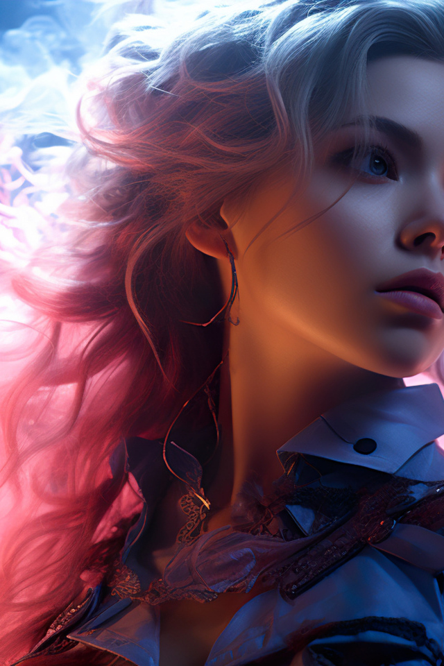 Красивая девушка блондинка в розовом дыму