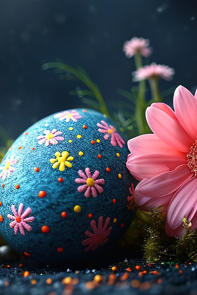 Пасхальное яйцо с цветами герберы