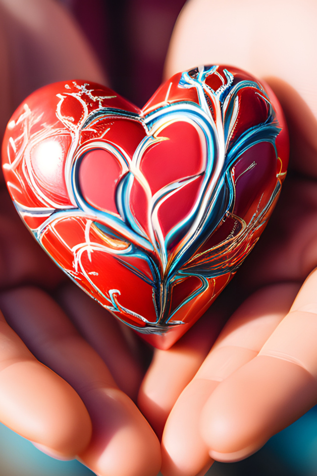 Красивое сердце с узором в руках