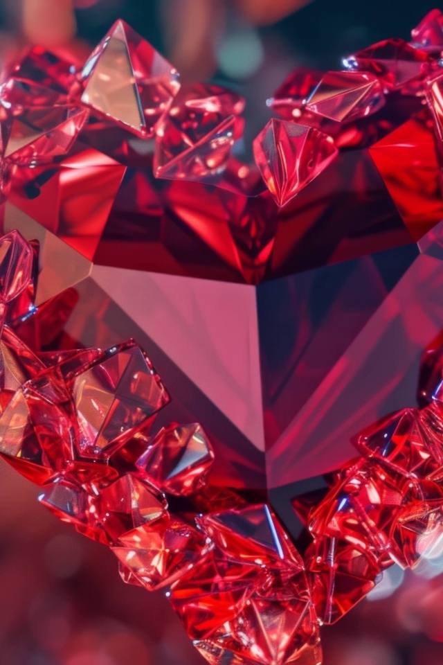 Красивое красное сердце из камня