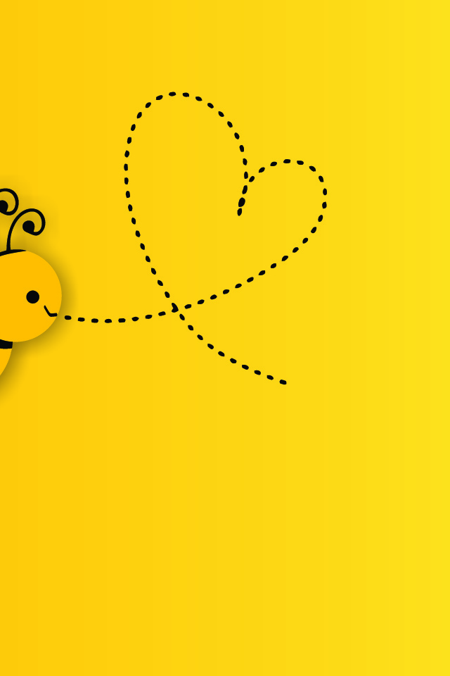 Нарисованная пчела с сердечком на желтом фоне