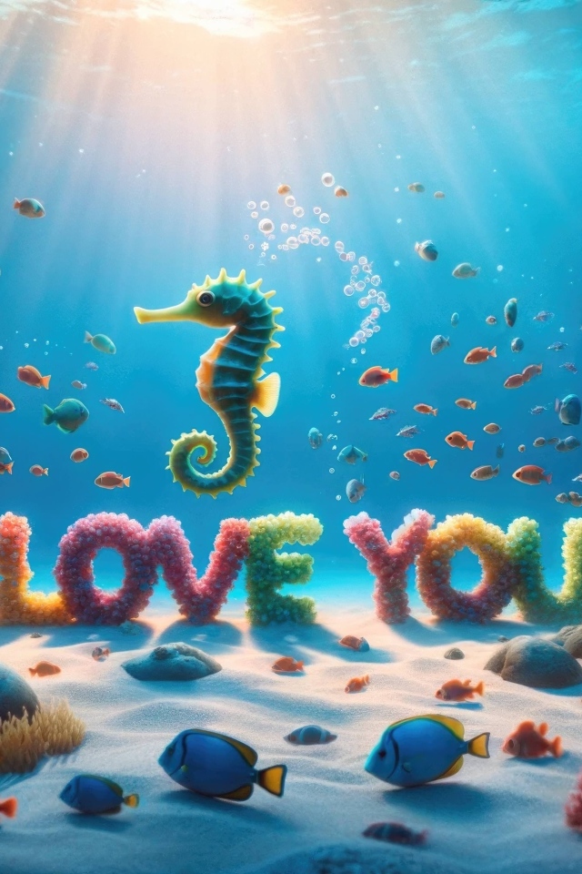 Надпись под водой Я тебя люблю