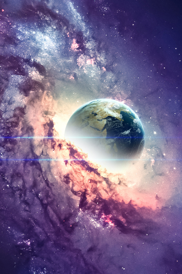 Планета Земля в космической туманности