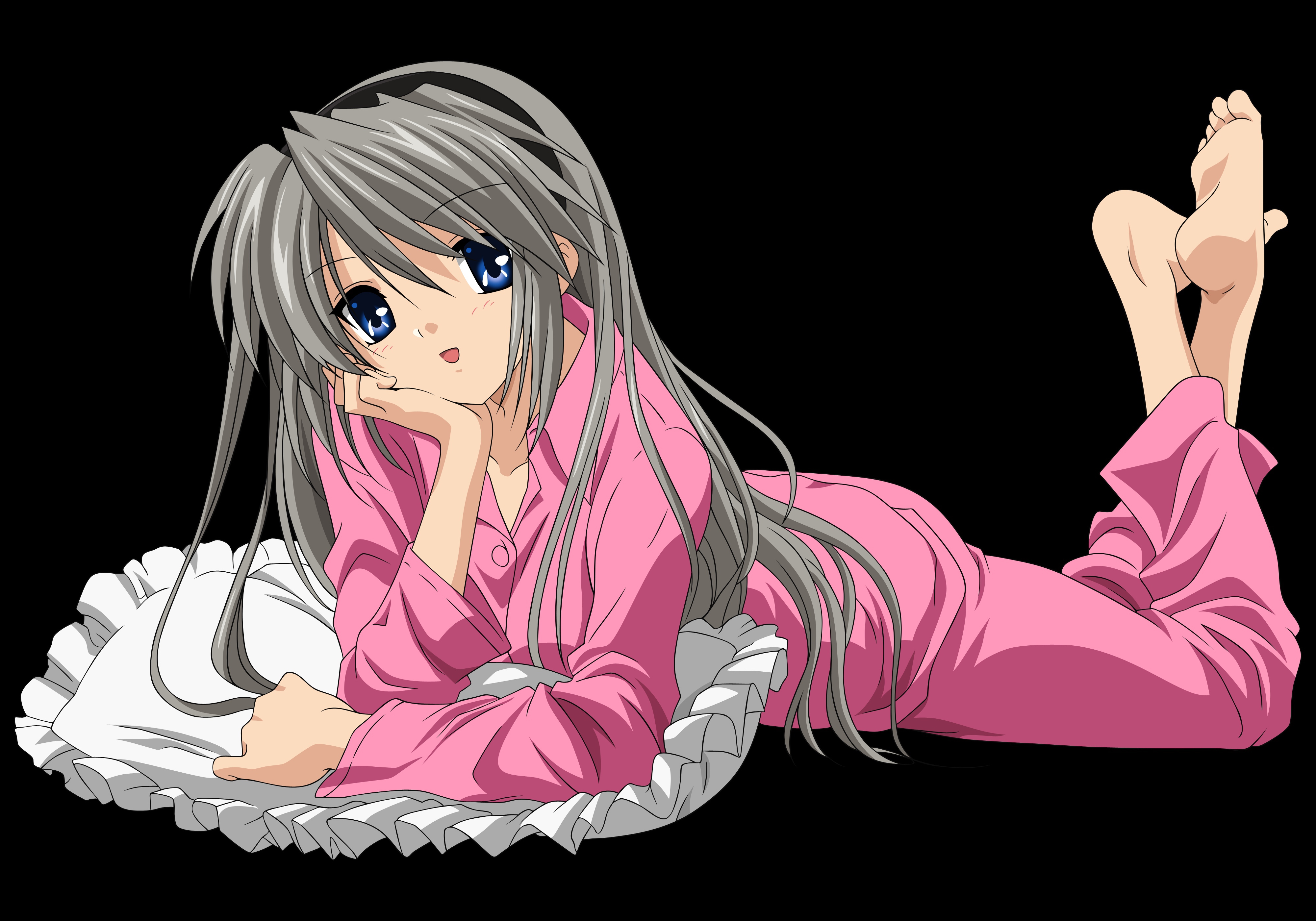 Anime girl on a bed Desktop wallpapers 1024x600