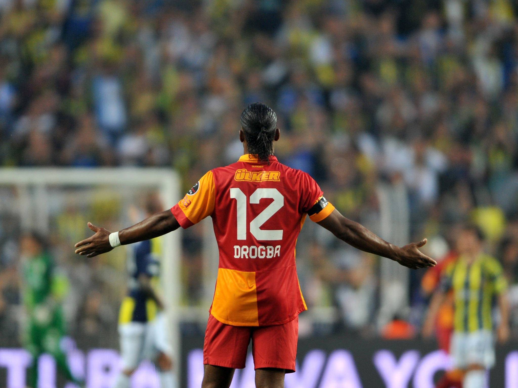 The player of Galatasaray Didier Drogba scored a goal Desktop wallpapers  1024x768