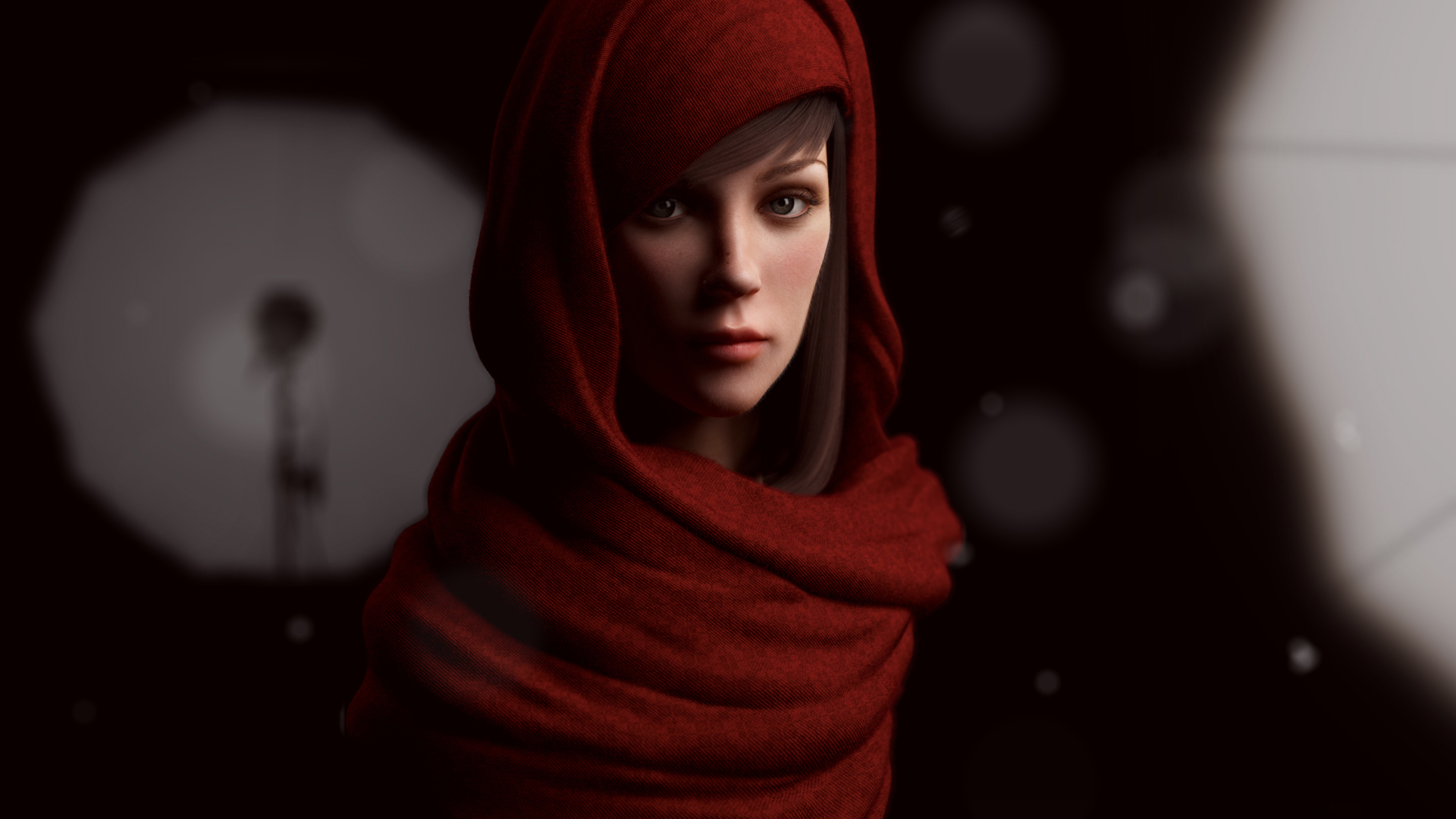 Zastaki.com - Девушка в красном шарфе