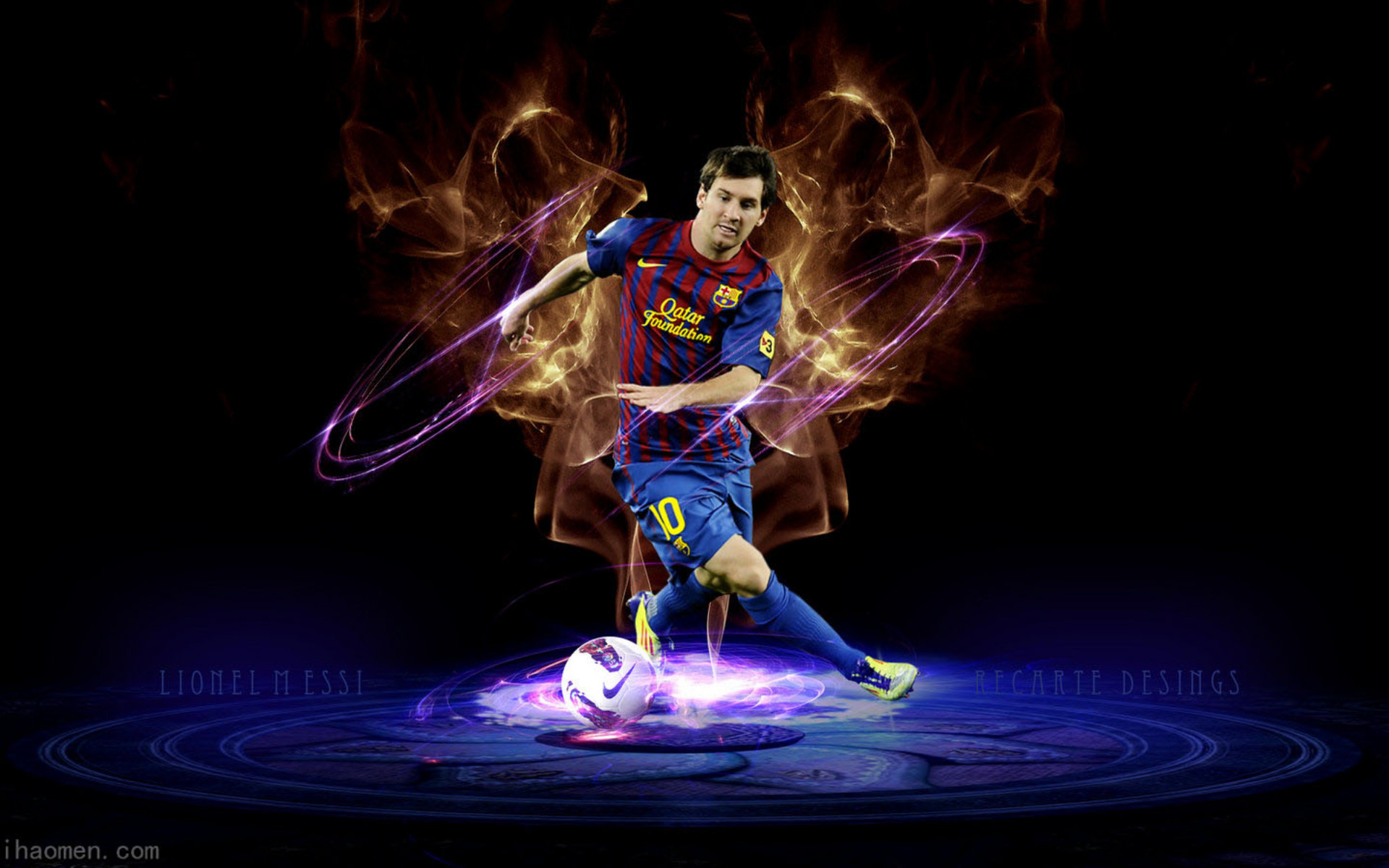 The forward of Barcelona Lionel Messi in dark background Desktop wallpapers  1920x1200