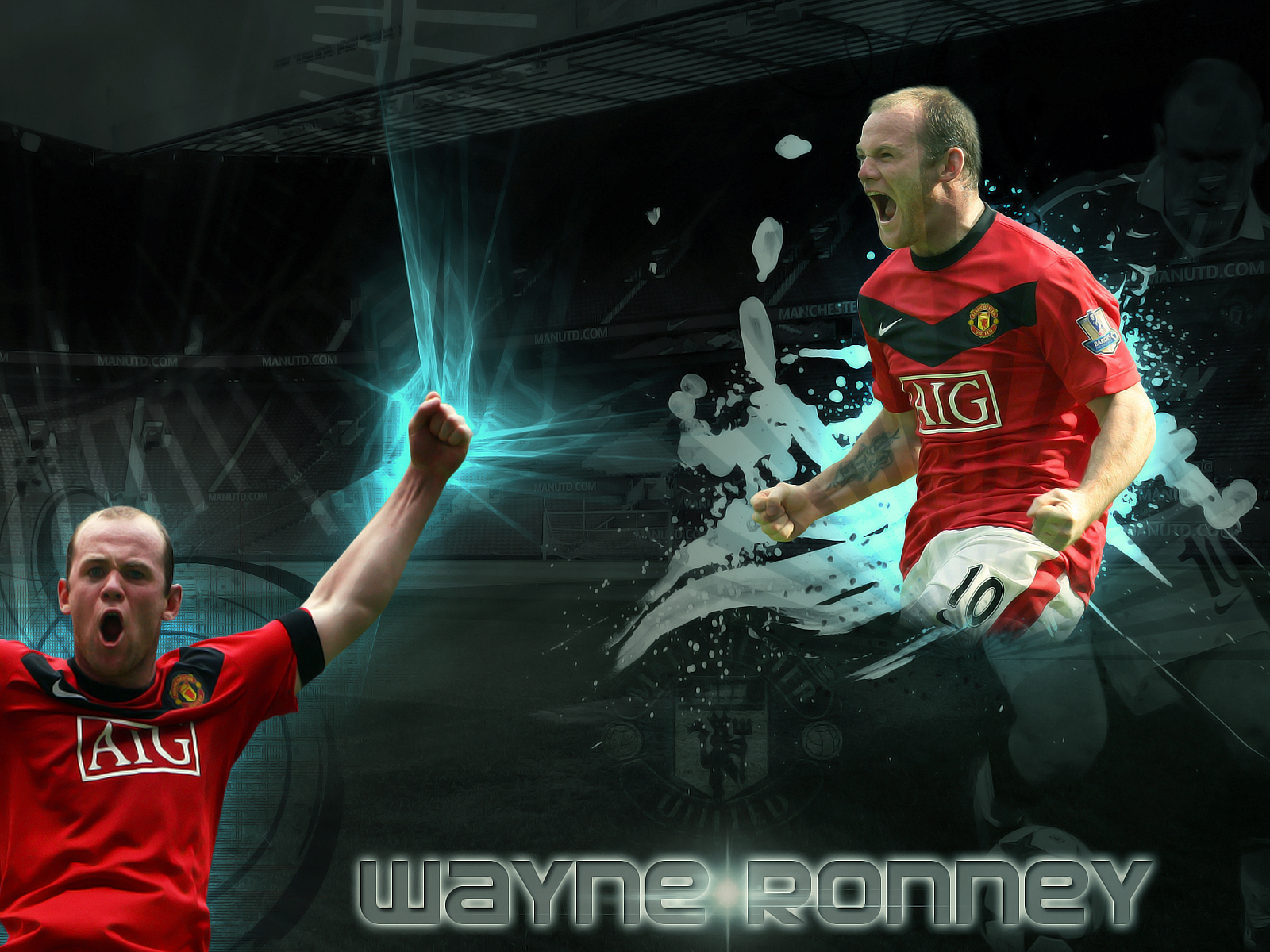 The forward of Manchester United Wayne Rooney on dark background Desktop  wallpapers 1280x720