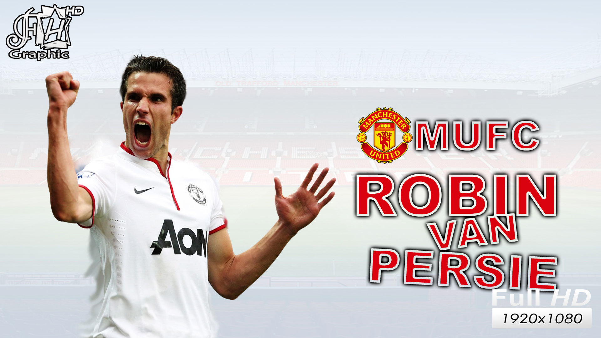 The player of Manchester United Robin van Persie on white background Desktop  wallpapers 1024x600
