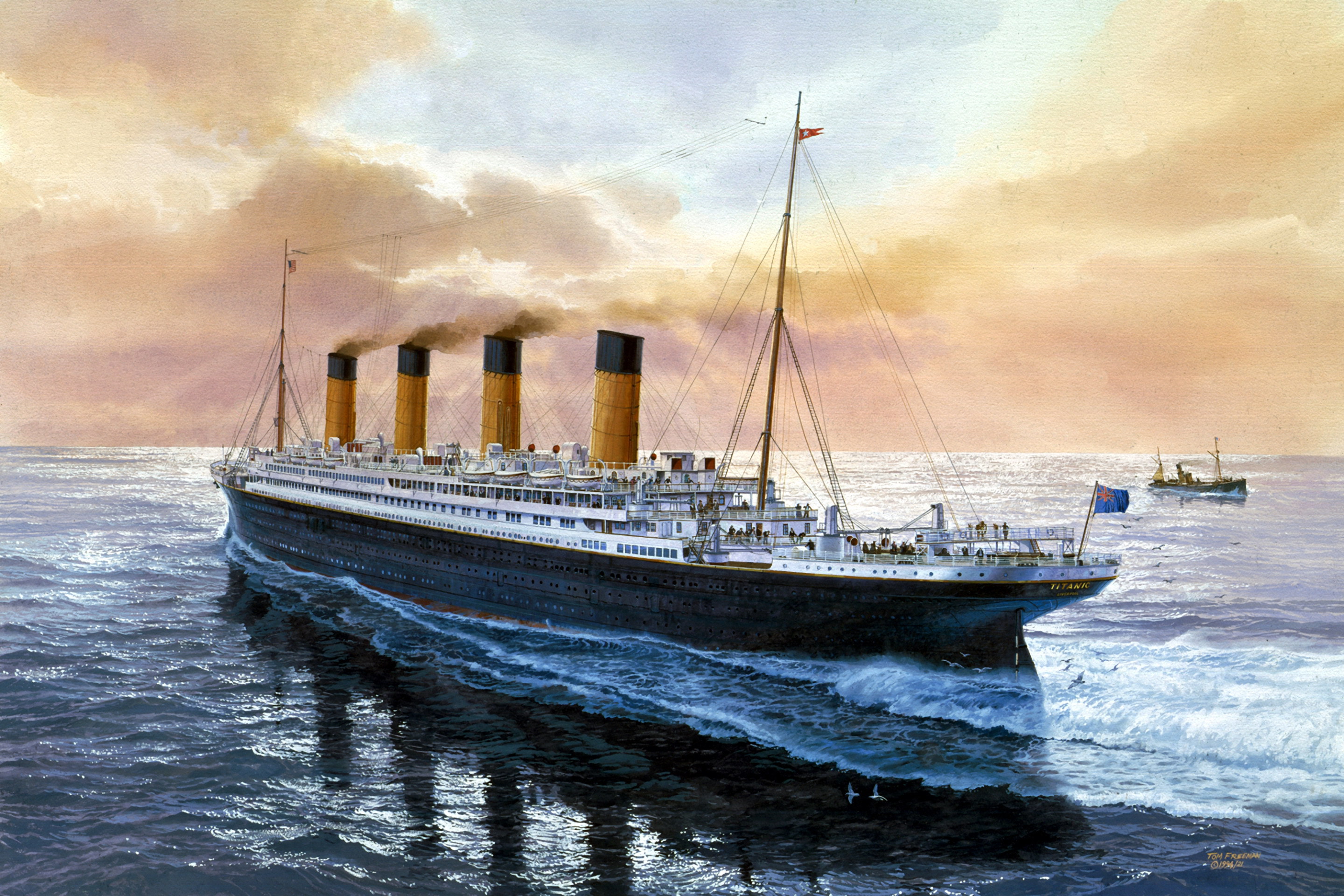 Titanic. Кен Маршалл Титаник. Кен Маршалл Титаник картины. Титаник корабль. Лайнер корабль и Титаник.