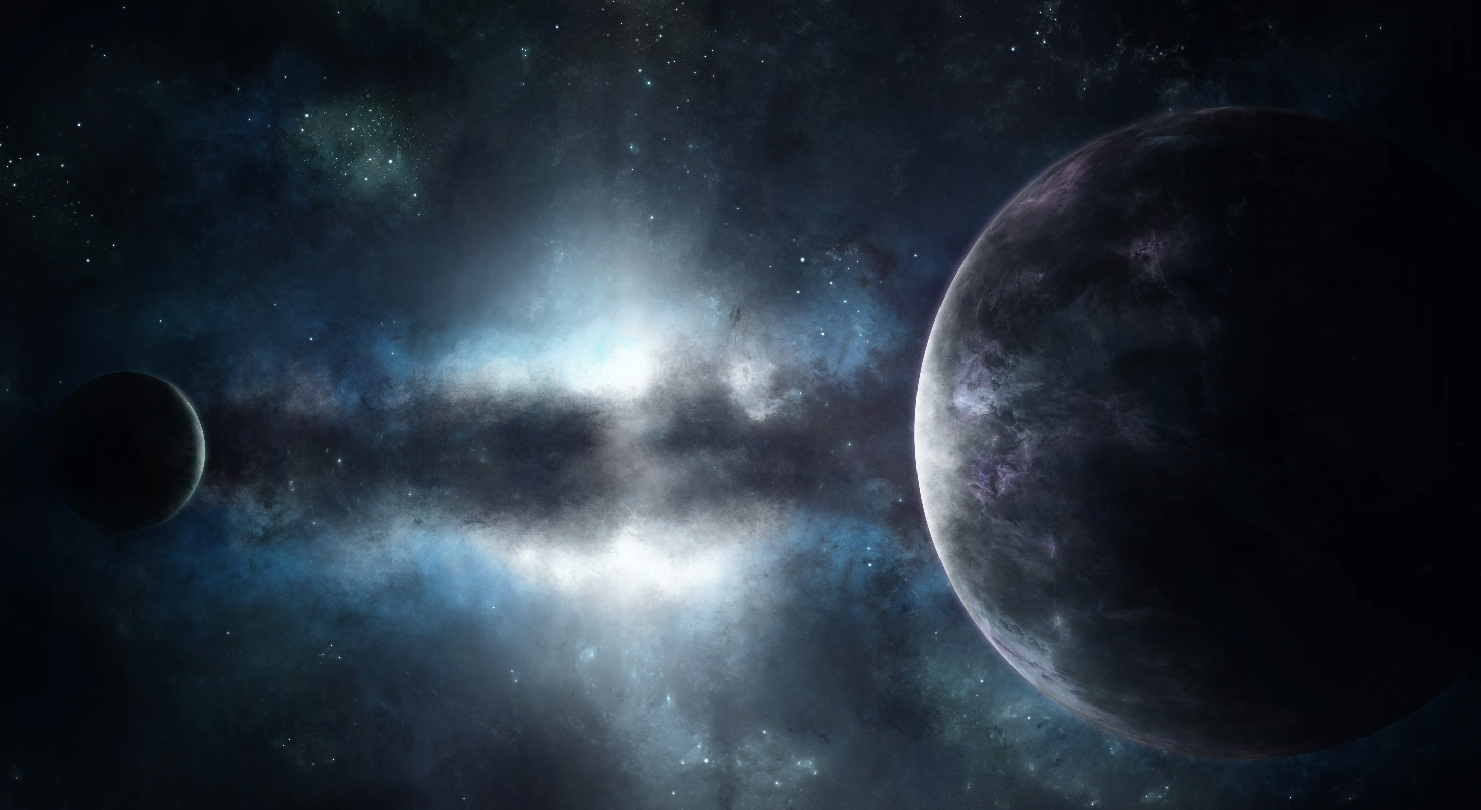 Two planets and cosmic glow wallpapers and images - wallpapers ...