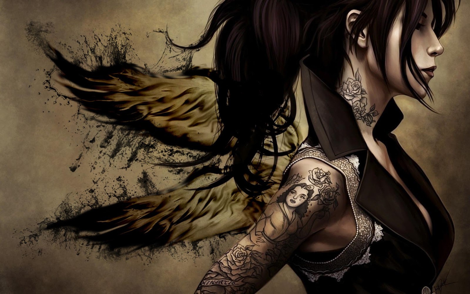 Zastaki.com - Девушка-ангел с татуировкой на руке